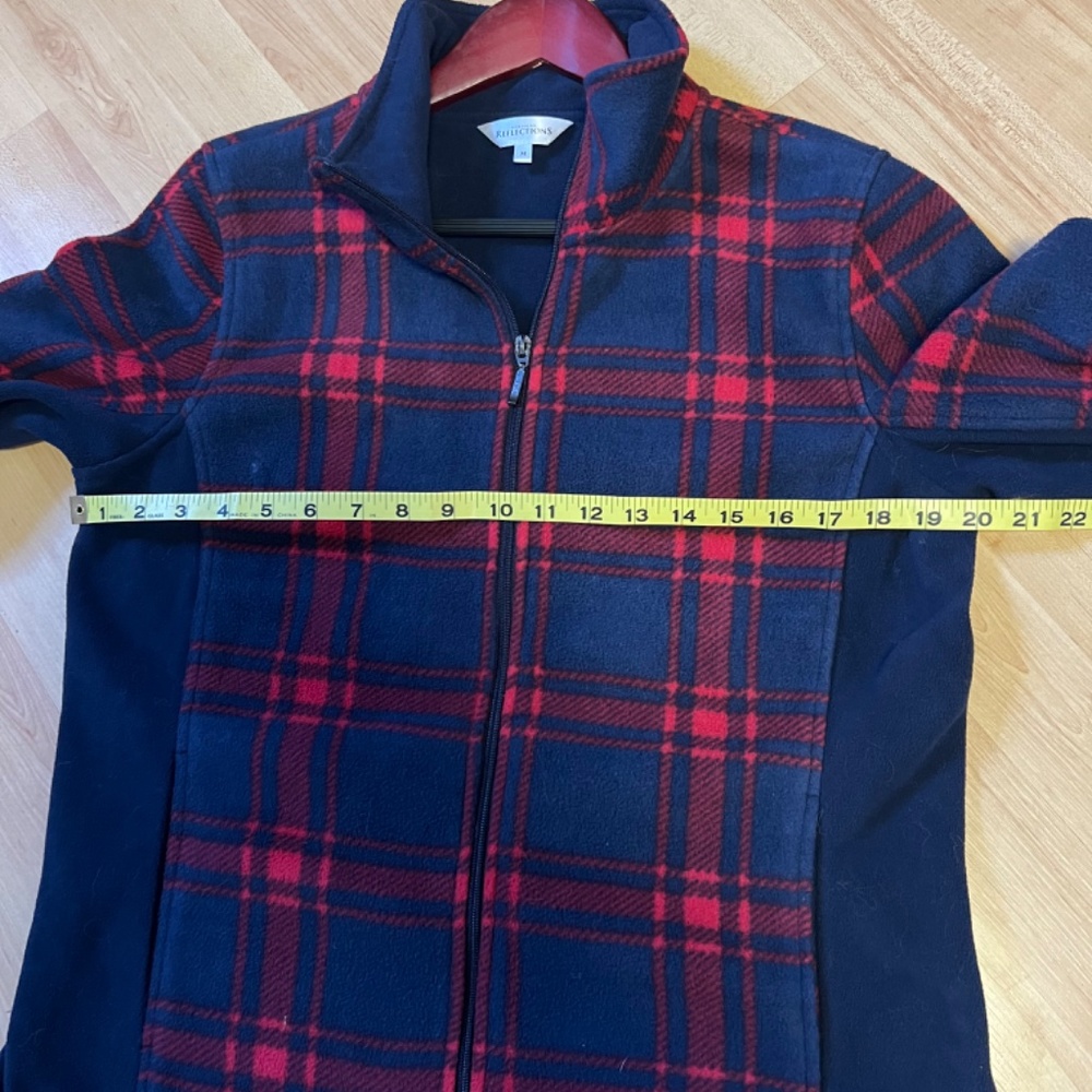 🛶Northern Reflections Fleece Full Zip Plaid Jacket in Blue and Red Size Medium - Picture 6 of 8